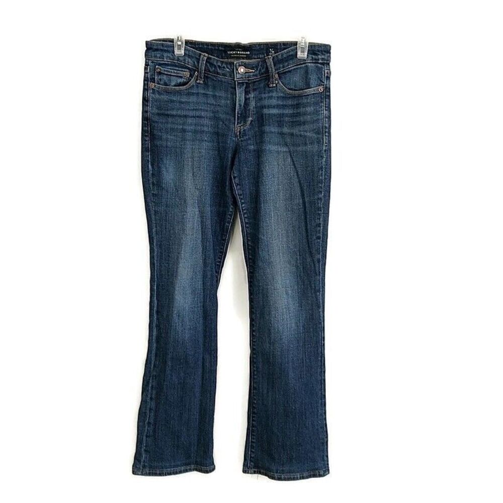 Lucky Brand Womens sz 8 Jeans Blue Denim Dark Wash Faded Sweet Bootcut